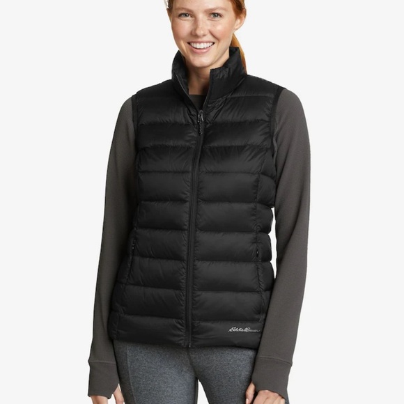 Eddie Bauer Black Quilted Down Vest - Picture 1 of 8